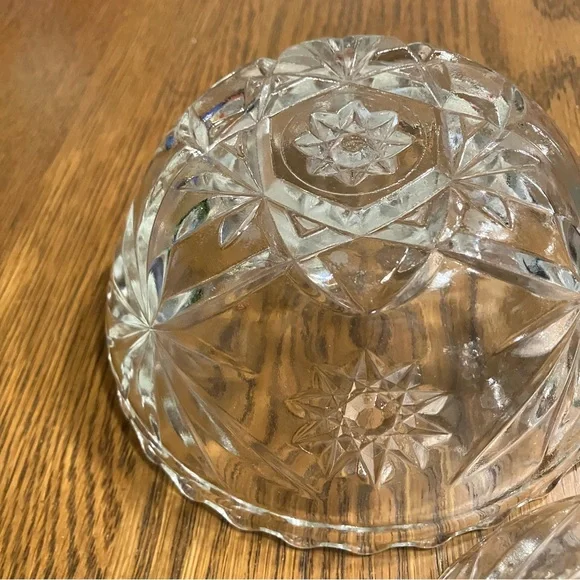 Vintage Star of David Anchor Hockey Clear Glass 3 Salad/Dessert Bowls - Picture 4 of 5